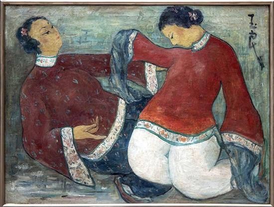 潘玉良 花鼓灯戏袖舞 布面 油画 镜框 尺寸: 38×50.5cm