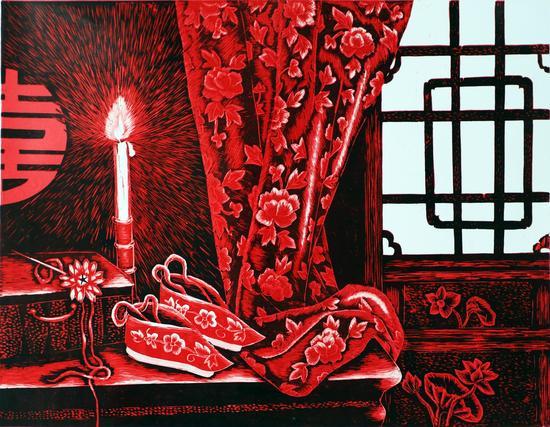 《新妆》 90cm×70cm (版画) 释义:美过这刻,爱过这遭,今生从此完整