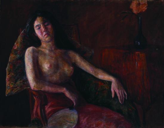 《半裸女像》 李叔同 布面油彩 90x116.5cm 约1909年 中央美术学院美术馆藏