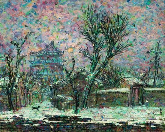 黑狗系列--黑狗 1996年、麻布油画、80.3X100.8cm 《美术》1997年第1期封面局部,封二