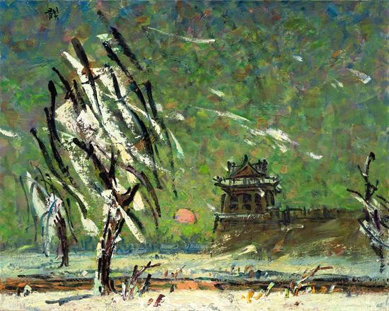 京华遗韵系列 旧岁风雪之2 、2012年、麻布油画80.3X100.8-2