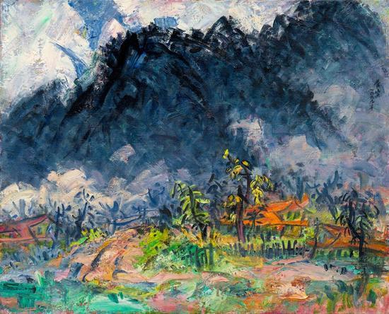 山居辑系列;谷雨、1999年、麻布油画、80.3X100.8第九届全国美术作品展1999-2