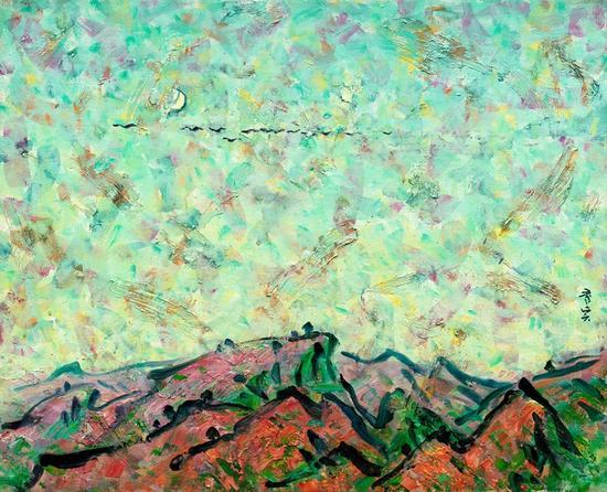 山居辑系列;向何方 2016年、麻布油画、80X65cm 2016年当代精神-李秀实与墨骨油画作品展(北京)