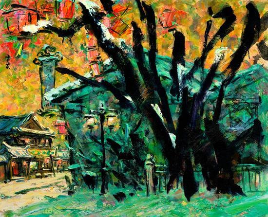 正月雪 系列;街头巷尾、2016年、麻布油画、80X65 2015年李秀实与墨骨油画台湾巡展