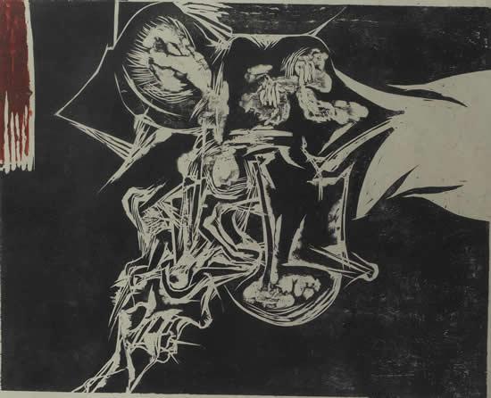 杨晖 依然存在中的金字塔的方位 木刻版画 74×61cm 1985