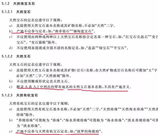 图6、珠宝玉石国家标准关于珠宝玉石产地鉴定的规定