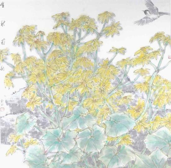 金秋菊韵 68×68cm