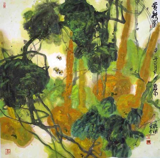 赏秋图 68×68cm