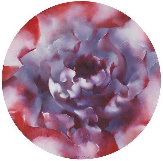 罗发辉/ Luo Fahui|<盛开的玫瑰/Blooming rose>|直径180cm/Diameter 180cm|布面油画/Oil on Canvas|2017