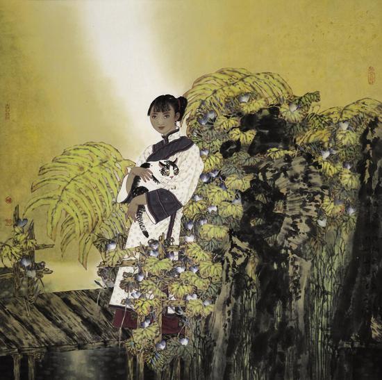 于文江《小园香径独徘徊》 68cm×68cm