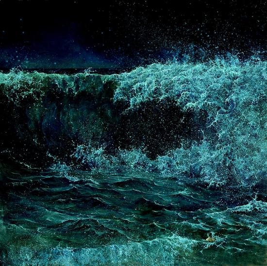 张犇《倚水-1》,90X90cm,布面油画2016