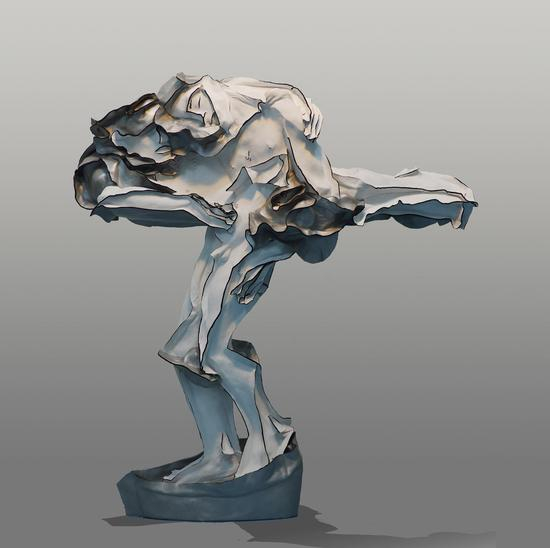 王立伟《或说无我或说空》之四121x115x45CM 牛皮、树脂 2013年