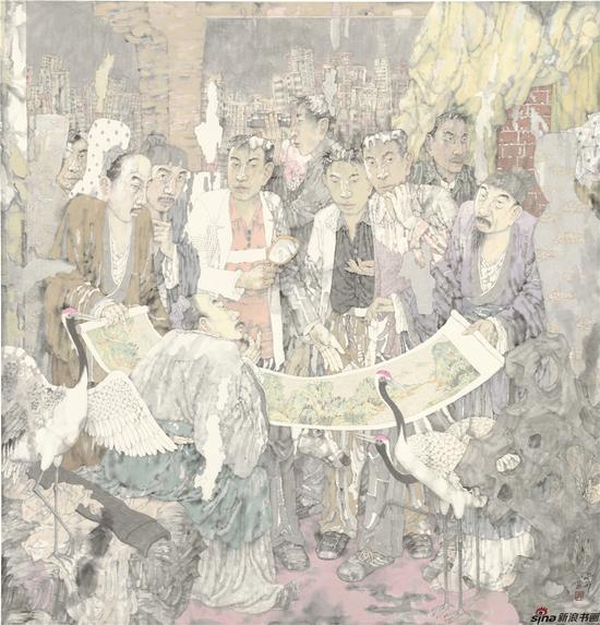 尚可-考察的视角(220X190cm纸本重彩)
