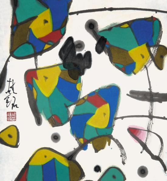 张桂铭《花鸟》 46cm×48cm