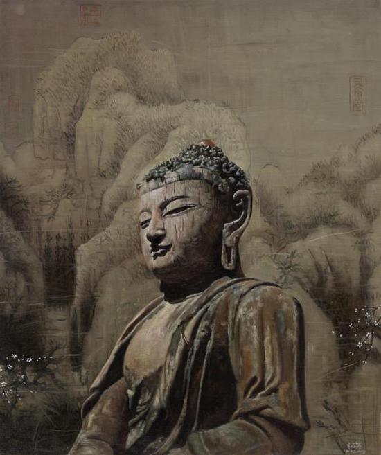 米巧铭佛像系列 佛性禅心 50X60cm 布面油画 2017