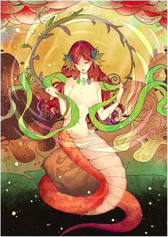 创世神话系列插画(AR技术)潘秋平、朱近雪