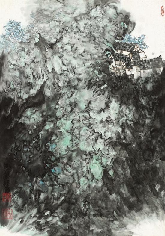 《春雨声中绿树浓》 65cm×45.5cm