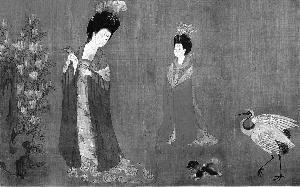 名画中的唐朝女子身穿高腰裙,裙子上满是华美的纹样 图片来源:现代快报