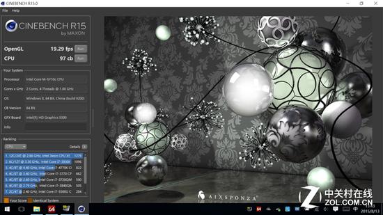 Cinebench R15 测试成绩