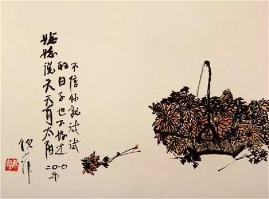倪萍的画作就像她本人——大度端庄。她还在画作里融入自己的生活哲学,简单、质朴又诙谐可爱。