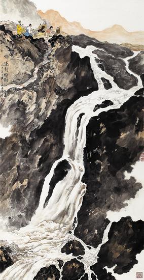 傅二石作品《临流对酌图》(著名书画家、鉴定家)