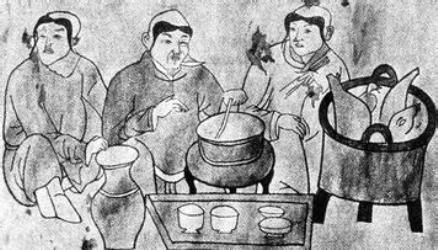 辽代壁画中的涮火锅(临摹)