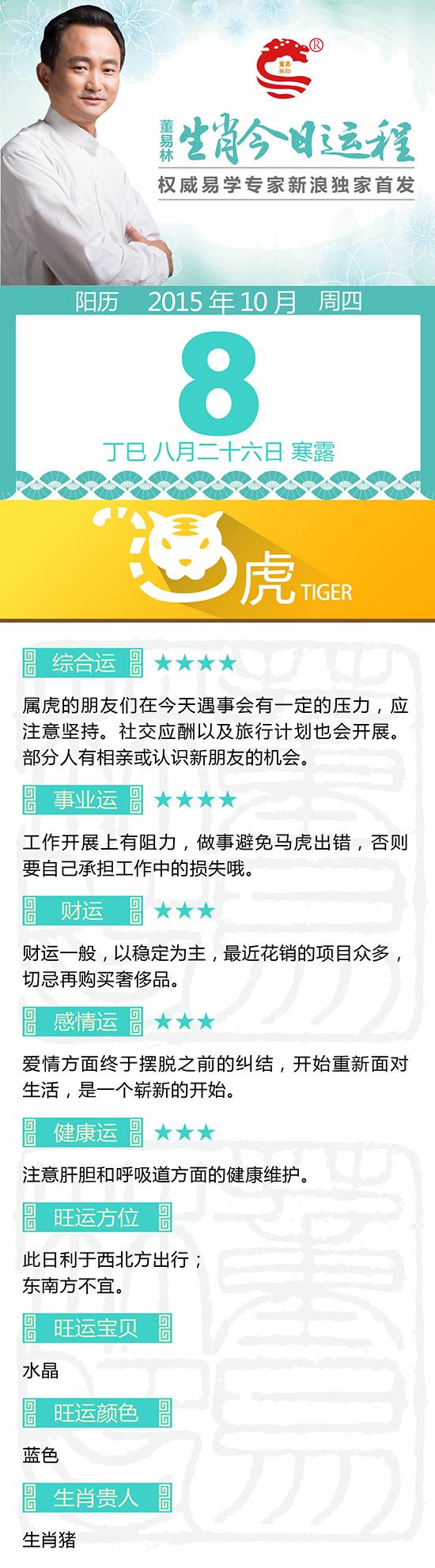 10月8日生肖虎运势
