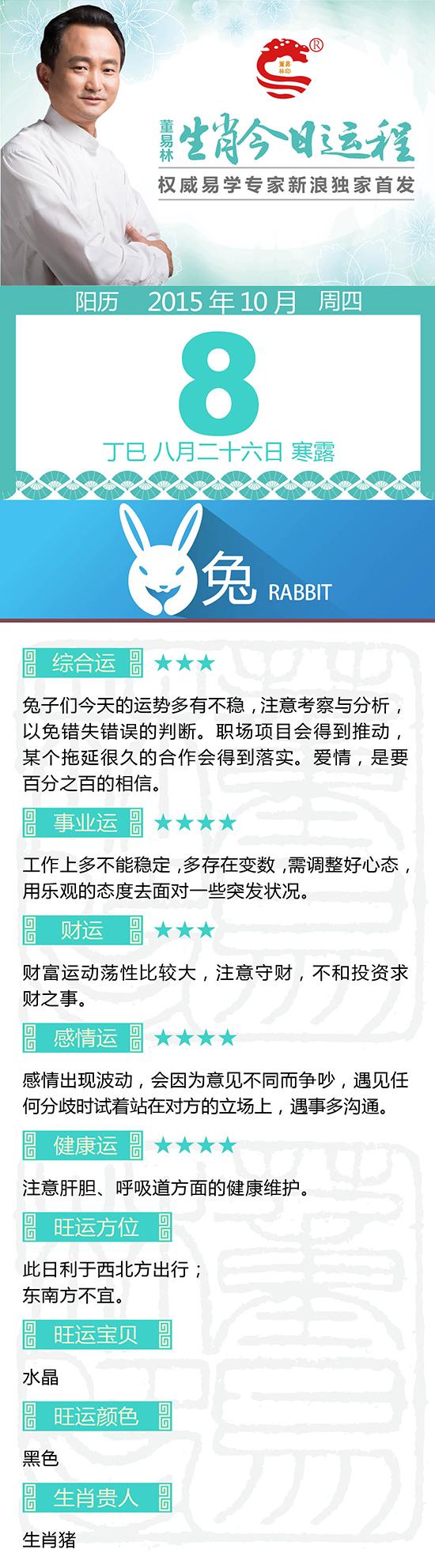 10月8日生肖兔运势