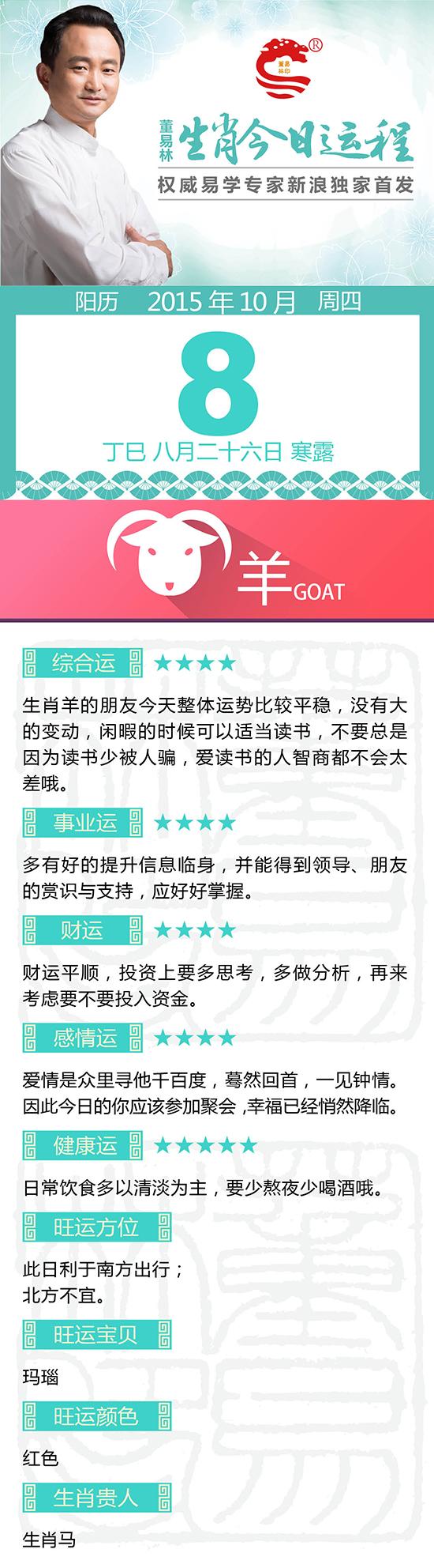 10月8日生肖羊运势