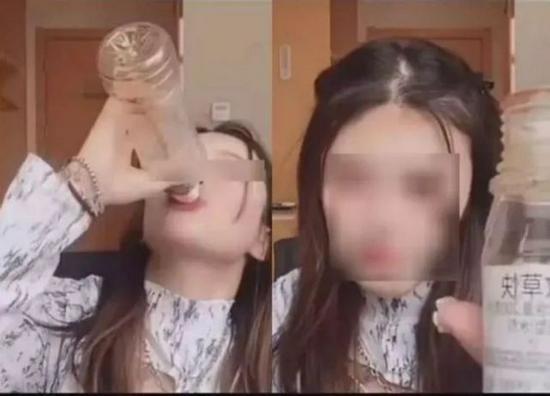 “罗小猫猫子”直播时喝下农药。