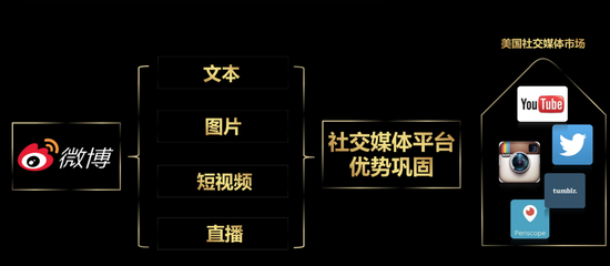 微博的多元的内容形式,与国外多个产品分食形成差别
