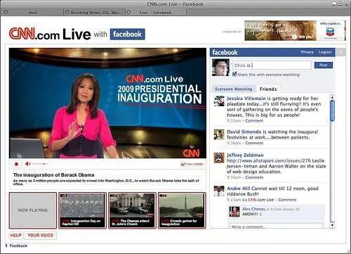 CNN等媒体相继在Facebook开通直播