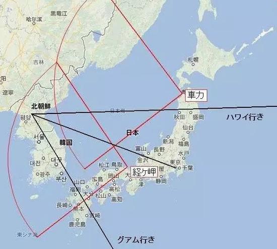 日本现有两部X波段雷达的监控范围
