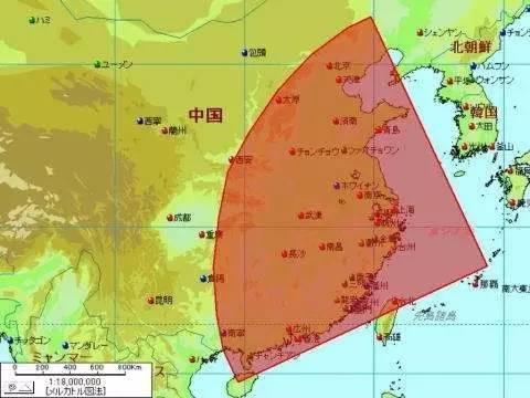 X波段雷达在冲绳部署时的监控范围