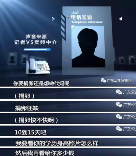 记者电话采访 “卖卵”“代孕”中介