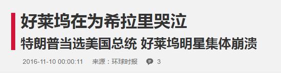 时光网在特朗普当选后所发的文章标题