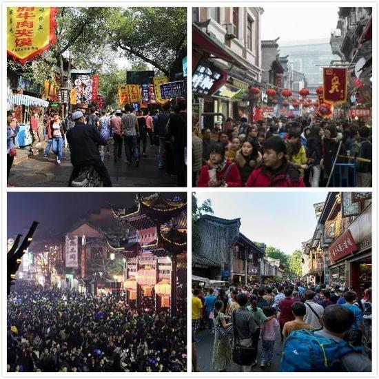 ▍西安回民街,济南芙蓉街,南京夫子庙,成都锦里