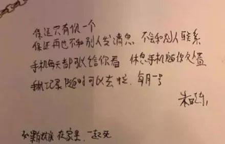朱晓东出轨被发现后,写给杨俪萍的保证书。
