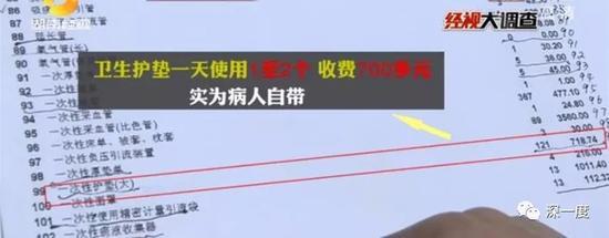 卫生护垫一天使用1到2个收费700多元