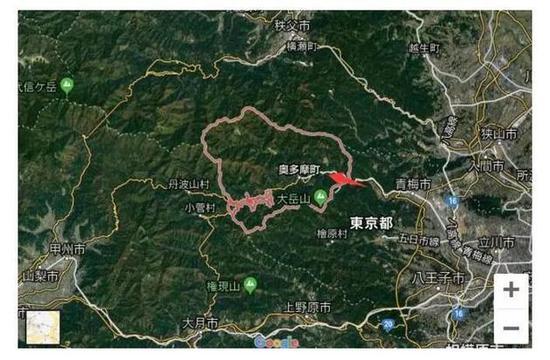 奥多摩町(图片来源:谷歌地图截图)