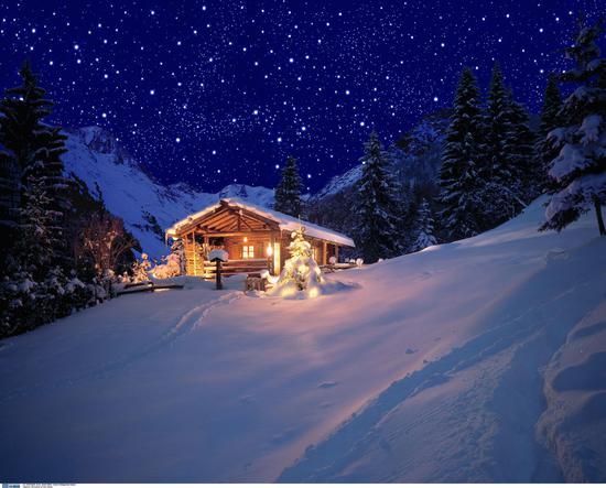 雪地里的小木屋
