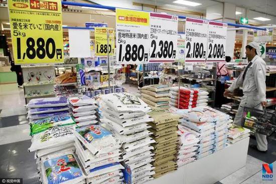 日本超市中销售的大米