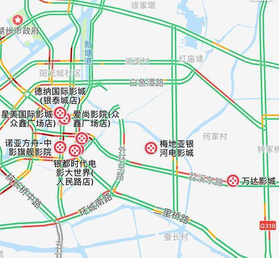 湖州主要的几家影院分布