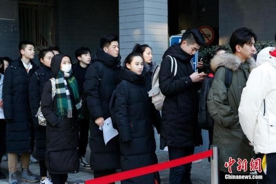 资料图:北京电影学院考生候考现场。北京电影学院供图