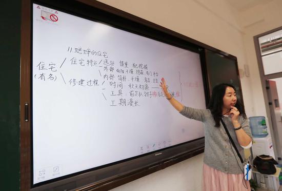 一名老师在给小学生上课