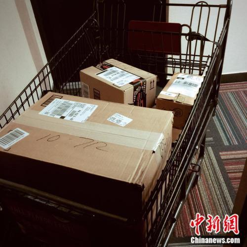 2017年,周楠在“黑五”网购的快递。(图片来源:周楠提供)