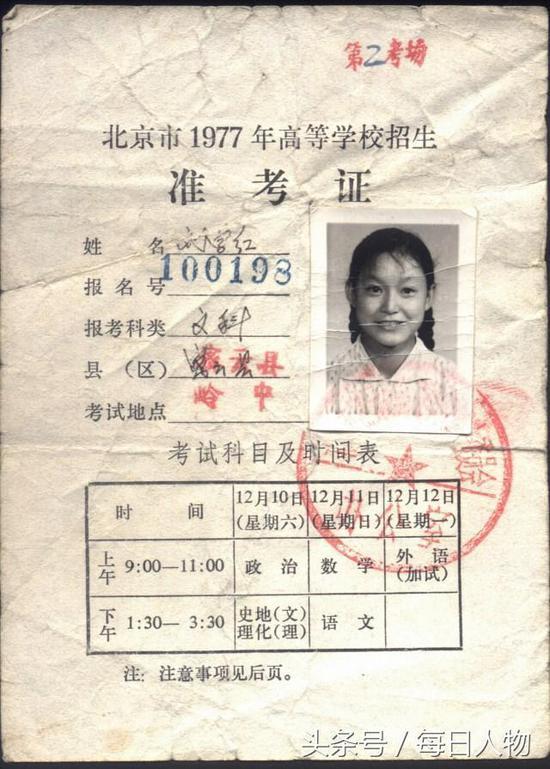 1977年北京高考文科状元 刘学红: