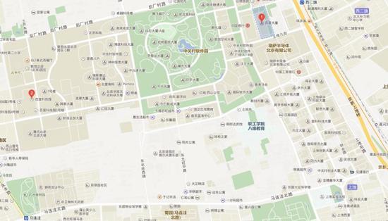 红点1是百度大厦,红点2是百度科技园,在图右下角,就是上地实验小学。