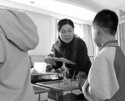 毛颖梅在带领学生们进行沙盘游戏