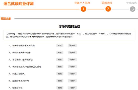 新浪高考志愿通最适合就读专业测评
